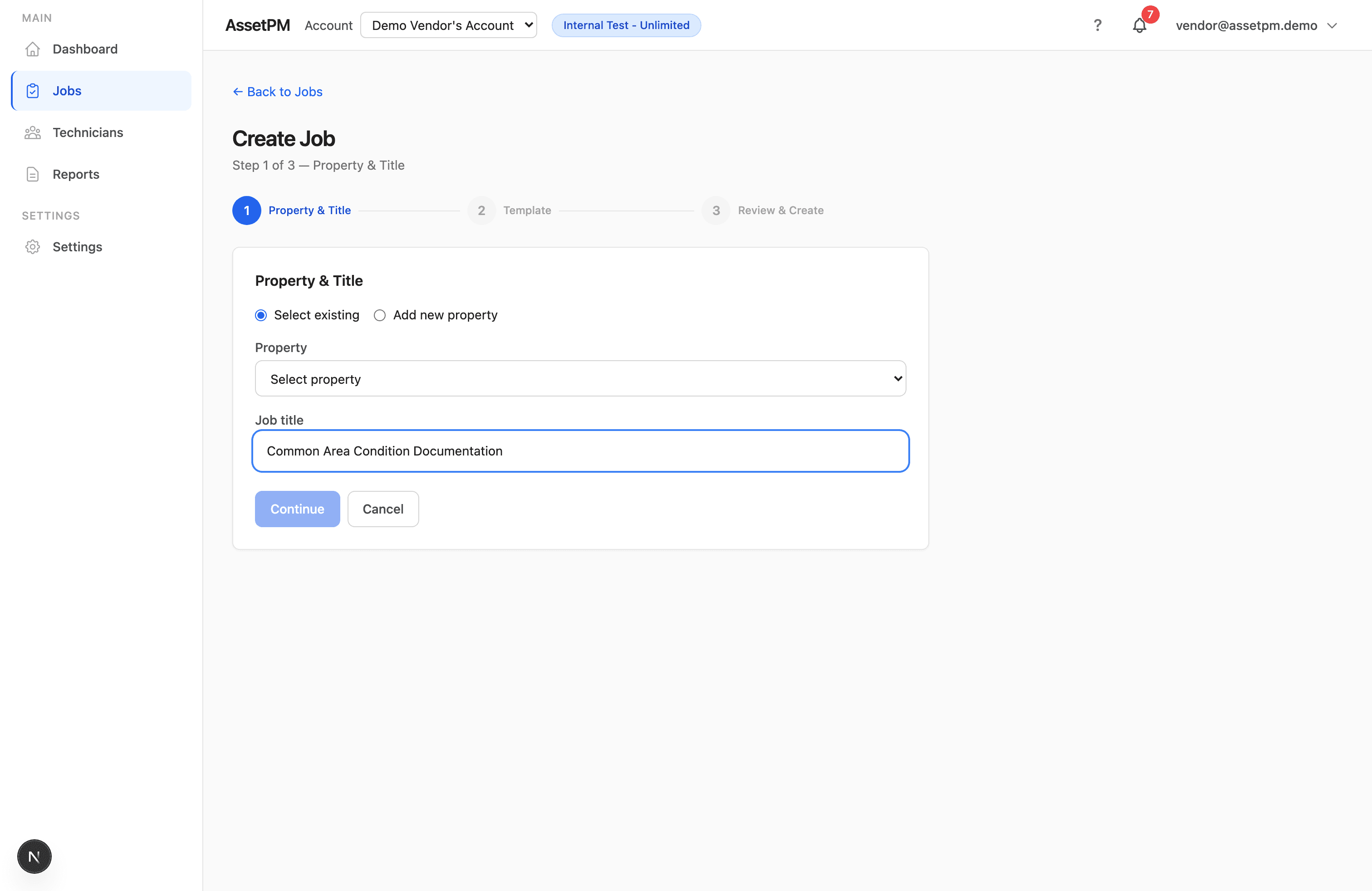 Create job flow showing template selection and workflow intent